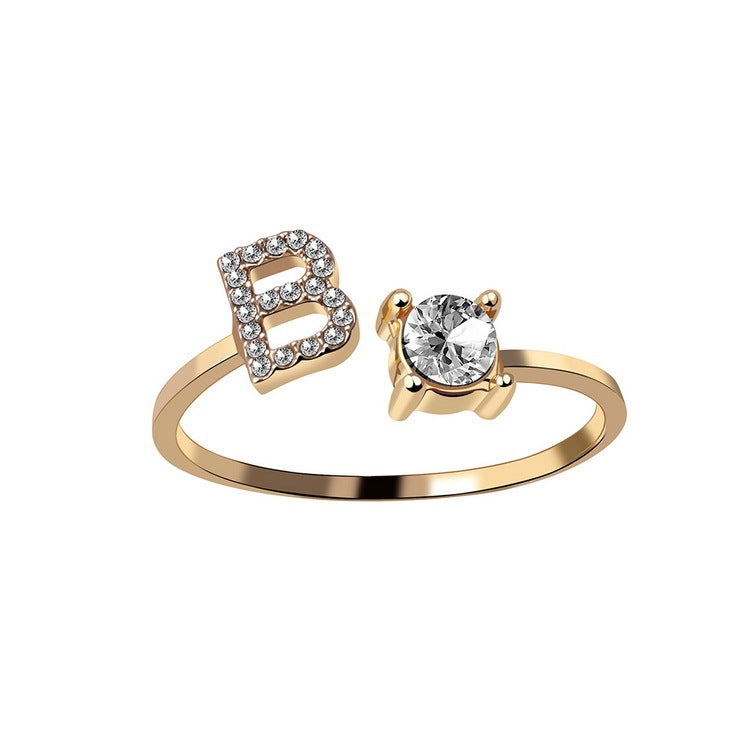 Adjustable Ring with Letter