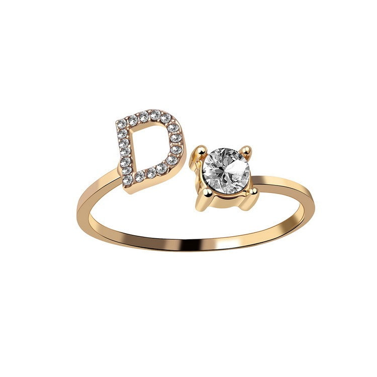 Adjustable Ring with Letter