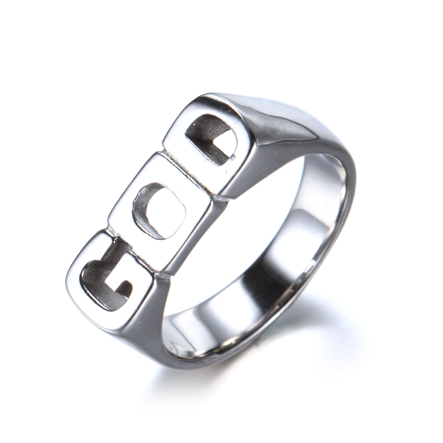 Stainless Steel Men’s Ring - GOD Word Engraved