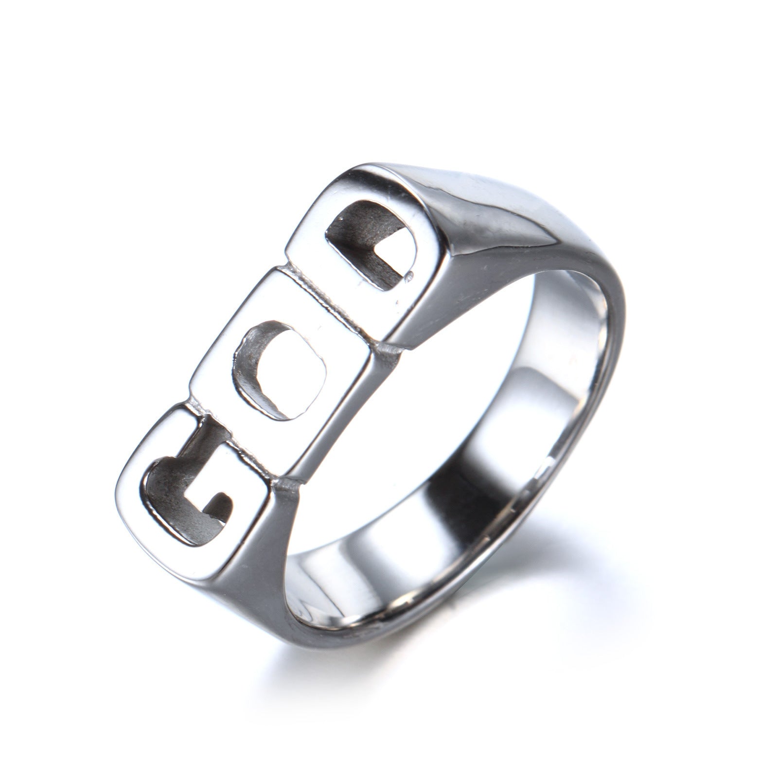 Stainless Steel Men’s Ring - GOD Word Engraved
