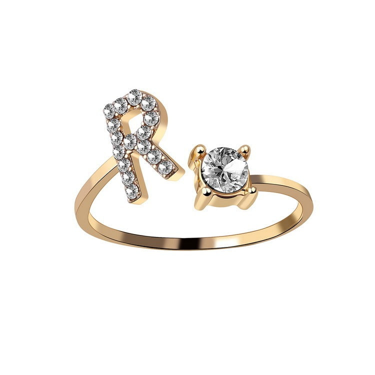 Adjustable Ring with Letter