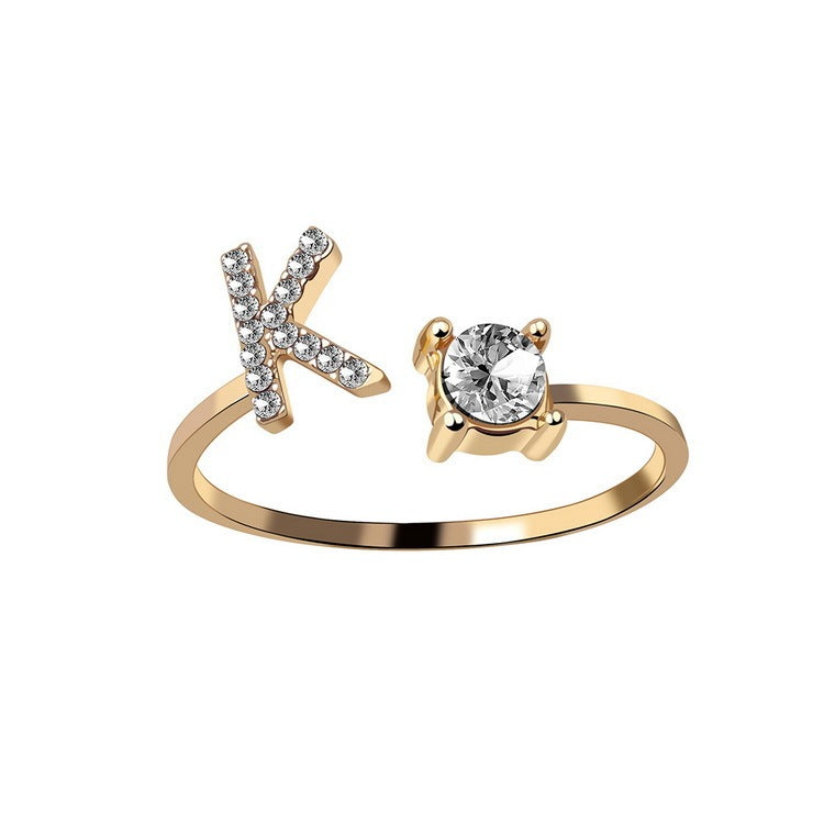 Adjustable Ring with Letter