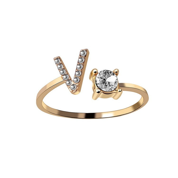 Adjustable Ring with Letter
