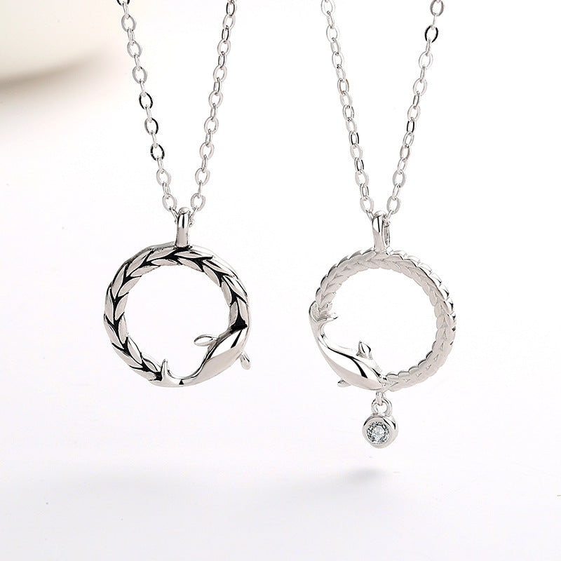 Couple Dolphin Shape Pendant Necklace