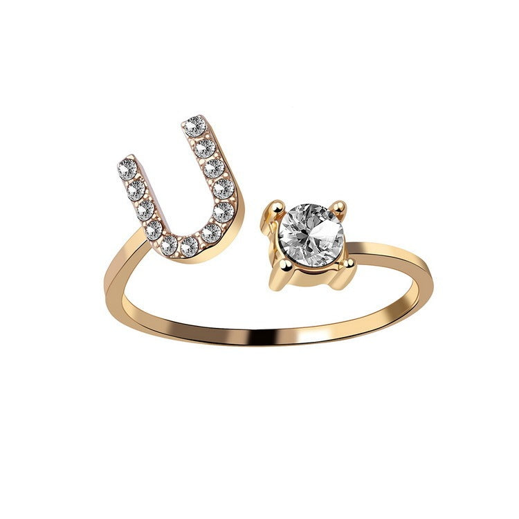 Adjustable Ring with Letter