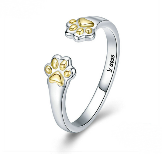 Adjustable Cat Paw Print Ring