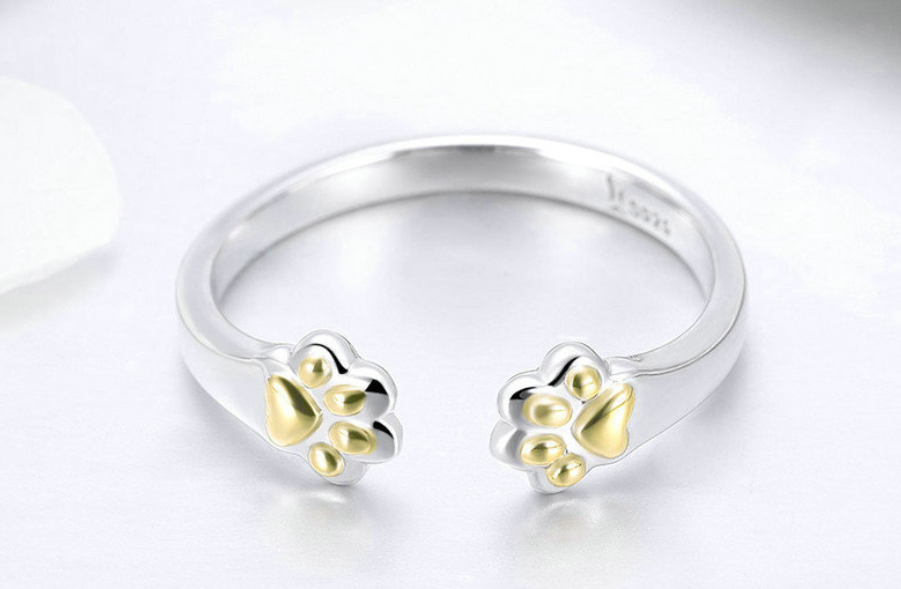 Adjustable Cat Paw Print Ring