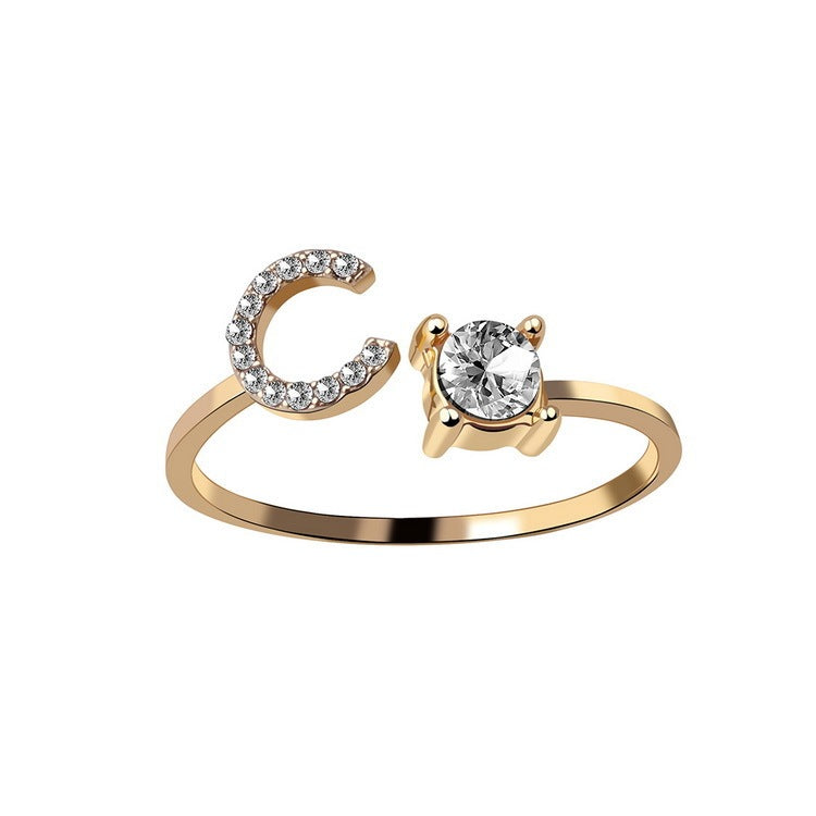 Adjustable Ring with Letter