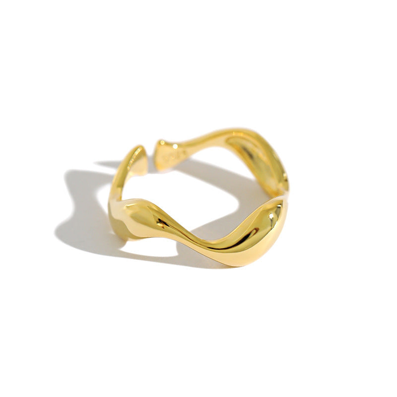 thumbnail image 2 of Sac Silver .925 Sterling Silver Gold-Tone Wave Endless Band Ring – Sizes 2-13, Simple Cute 2 of 5