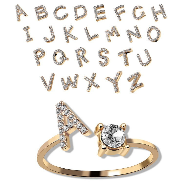 Adjustable Ring with Letter