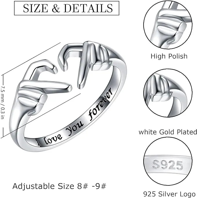 Finger Heart Claddagh Ring For Women (Punk Gesture)