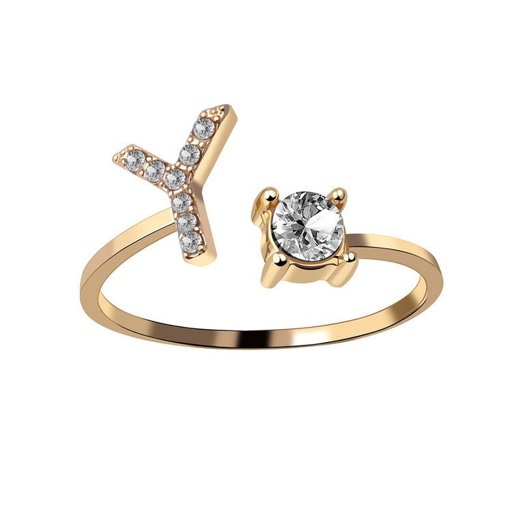 Adjustable Ring with Letter