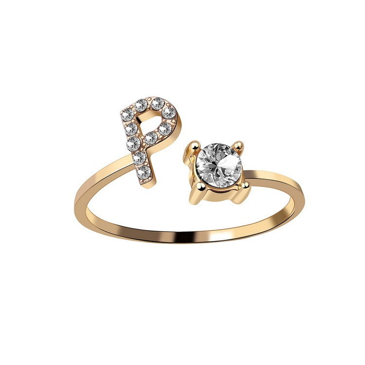 Adjustable Ring with Letter
