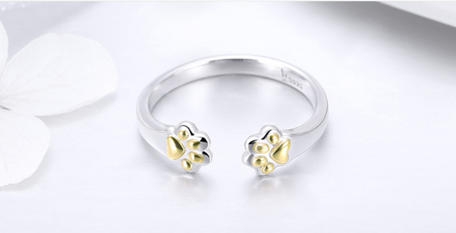 Adjustable Cat Paw Print Ring