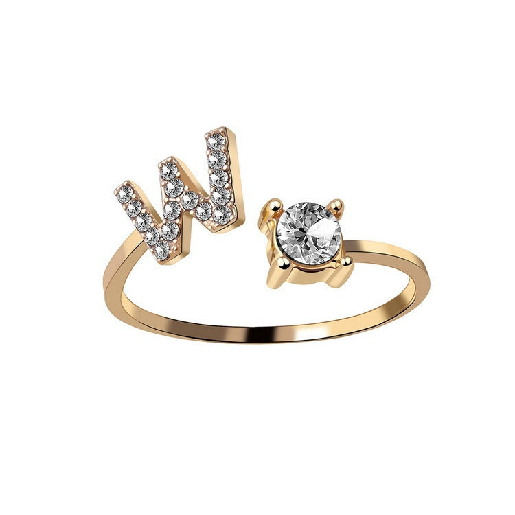 Adjustable Ring with Letter