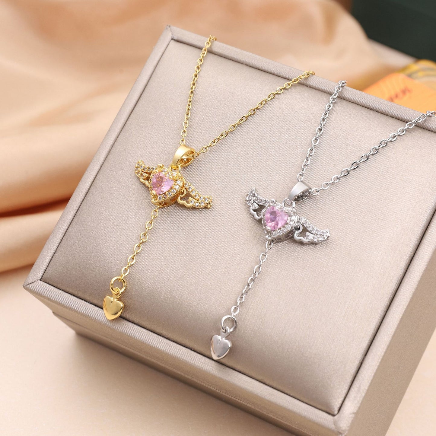 Gift of Love: Angel Wings Tassel Necklace with Crystal Chain