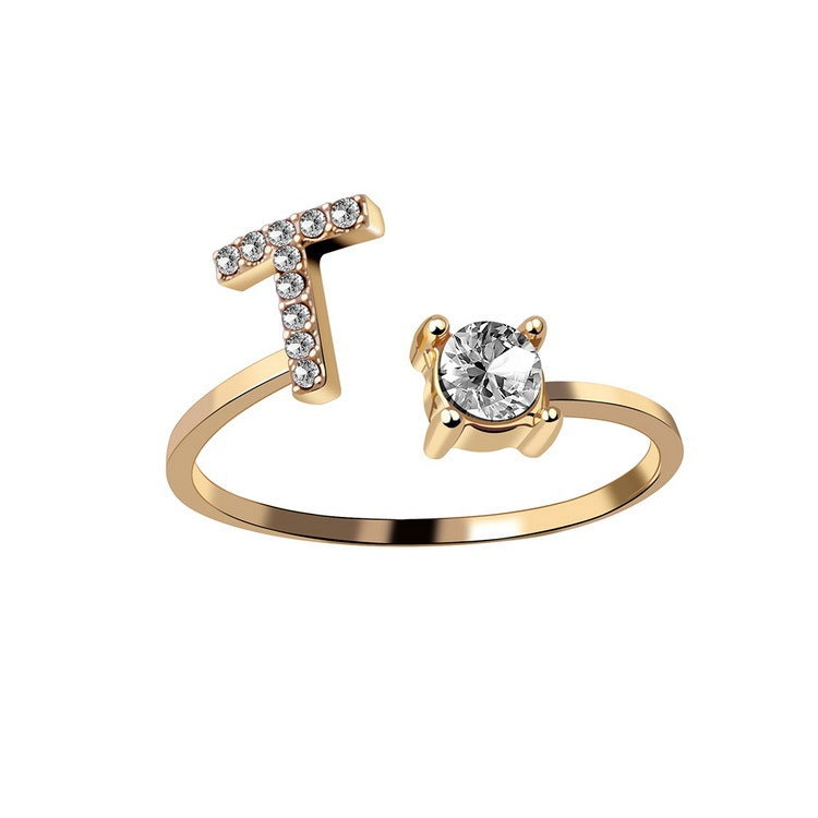 Adjustable Ring with Letter