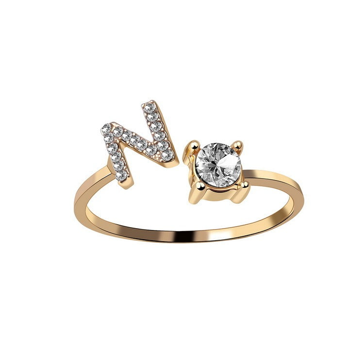 Adjustable Ring with Letter