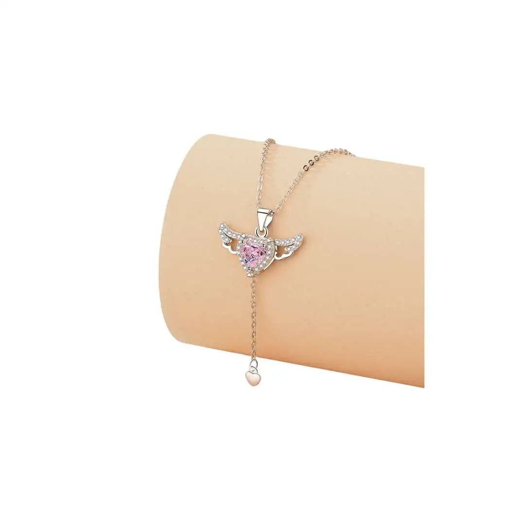 Gift of Love: Angel Wings Tassel Necklace with Crystal Chain