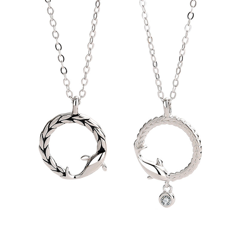 Couple Dolphin Shape Pendant Necklace