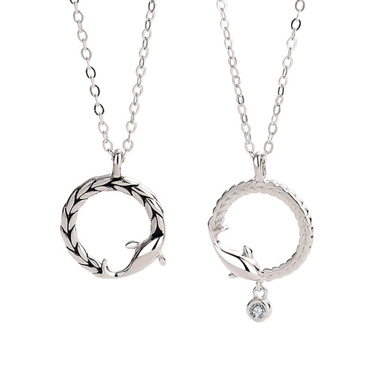 Couple Dolphin Shape Pendant Necklace