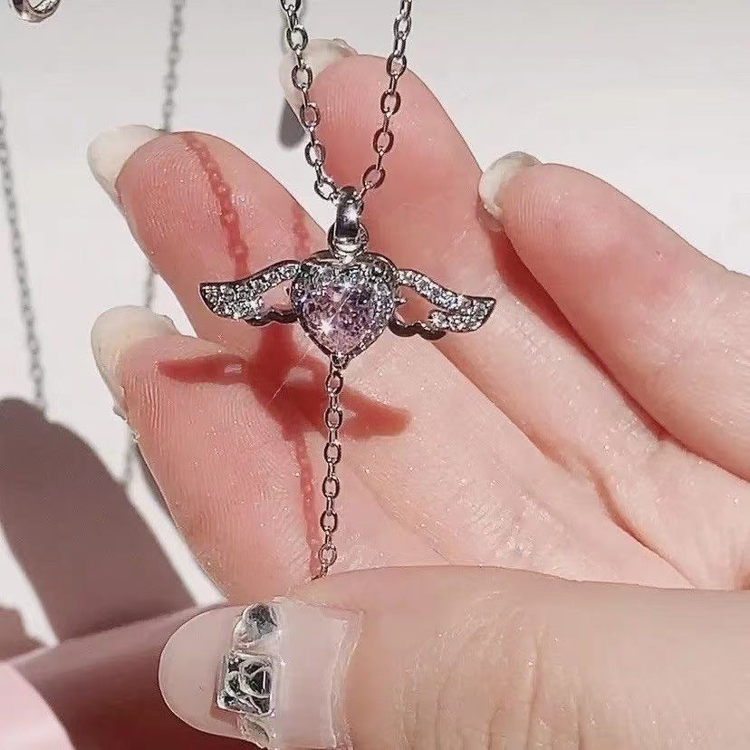 Gift of Love: Angel Wings Tassel Necklace with Crystal Chain