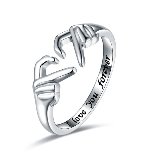 Finger Heart Claddagh Ring For Women (Punk Gesture)