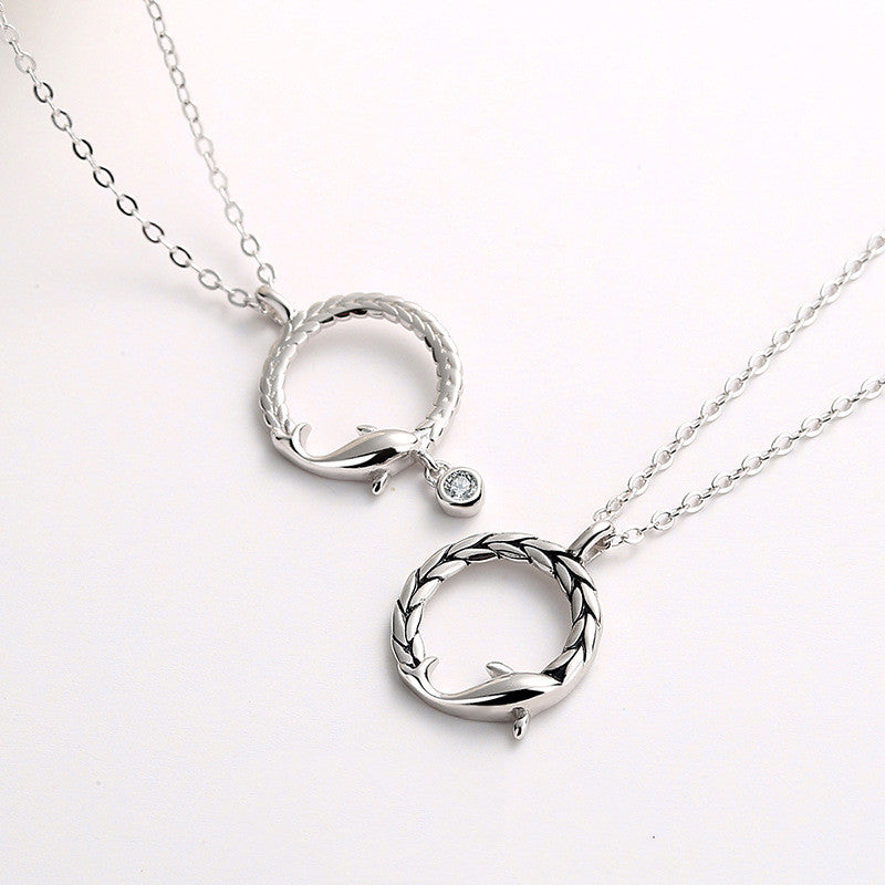 Couple Dolphin Shape Pendant Necklace