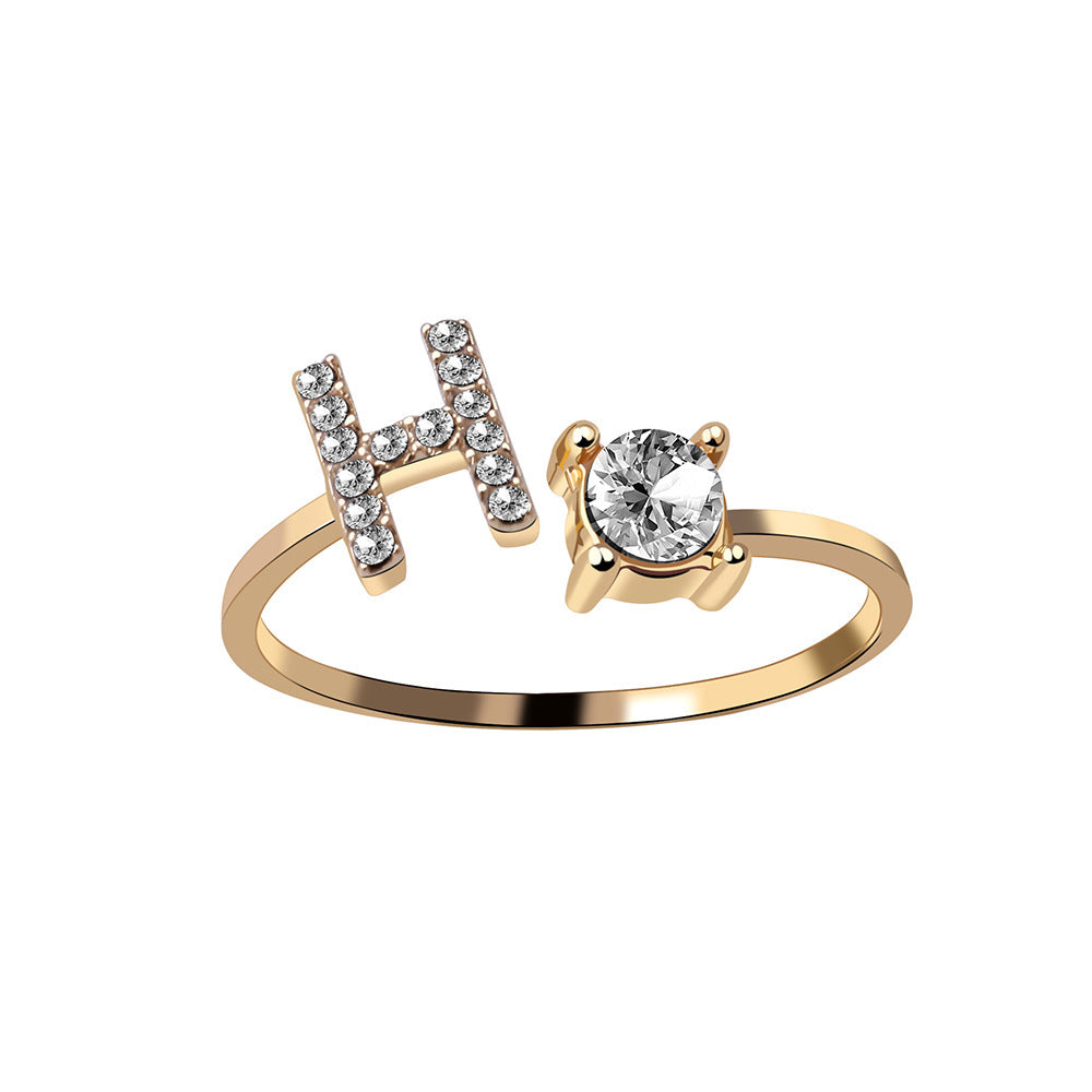 Adjustable Ring with Letter