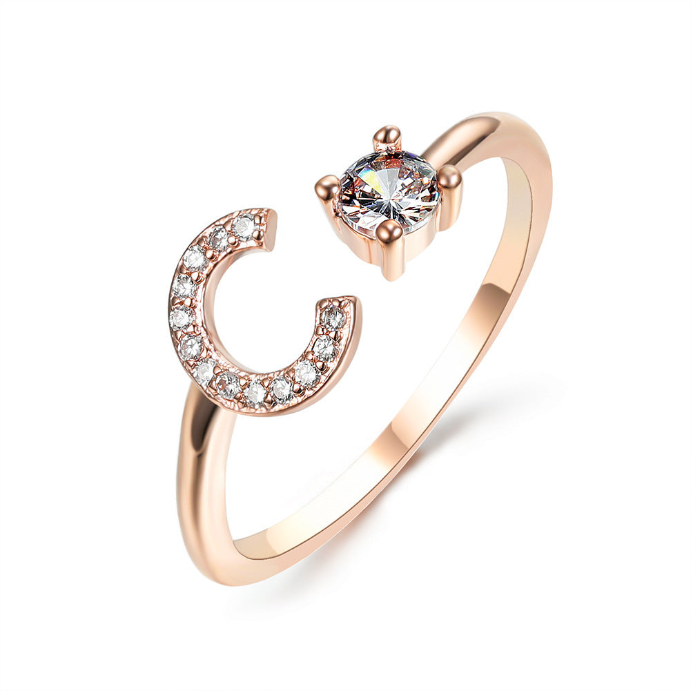 Adjustable Ring with Letter