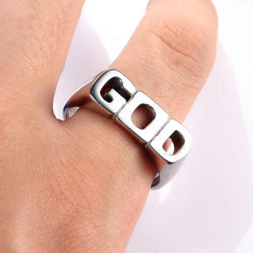 Stainless Steel Men’s Ring - GOD Word Engraved