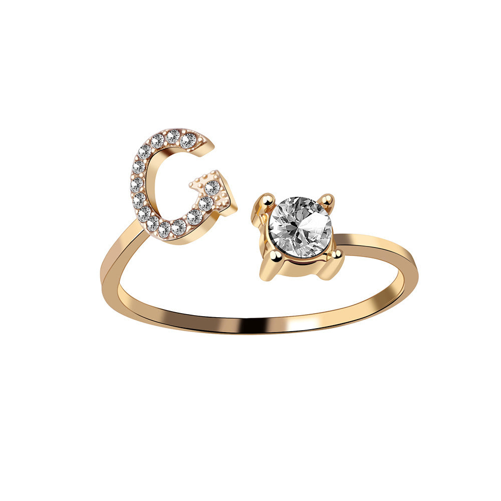 Adjustable Ring with Letter