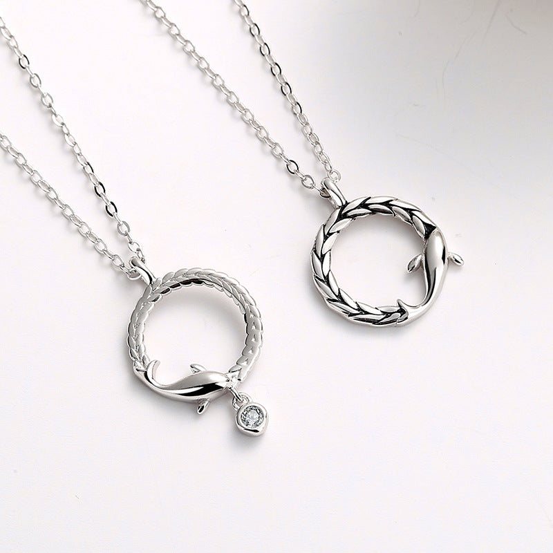 Couple Dolphin Shape Pendant Necklace