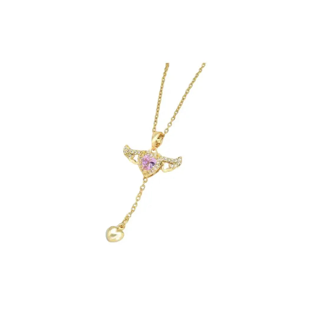 Gift of Love: Angel Wings Tassel Necklace with Crystal Chain