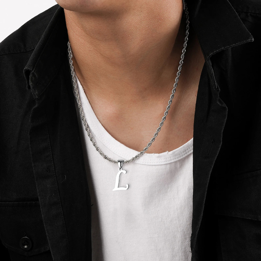 Mens Necklace with Initial