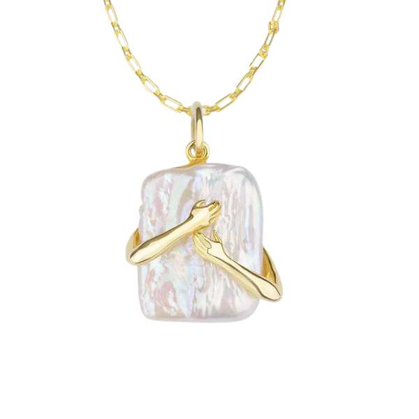 Square Pearl Couple Hug Me Necklace