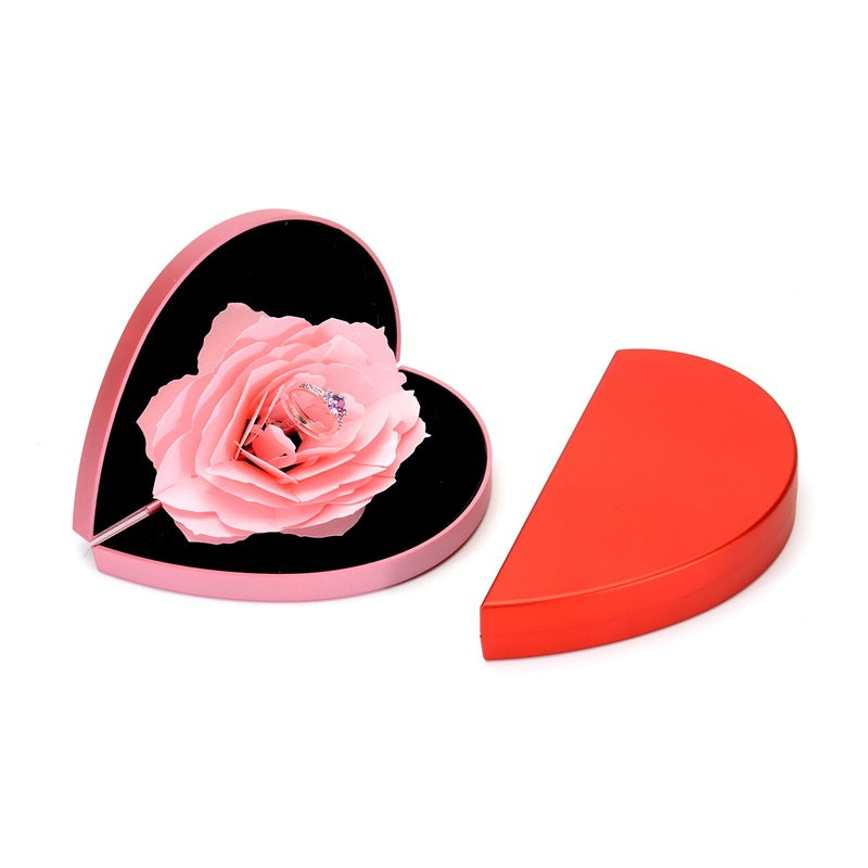 Heart-shaped Rose Flower Rotating Gift Box