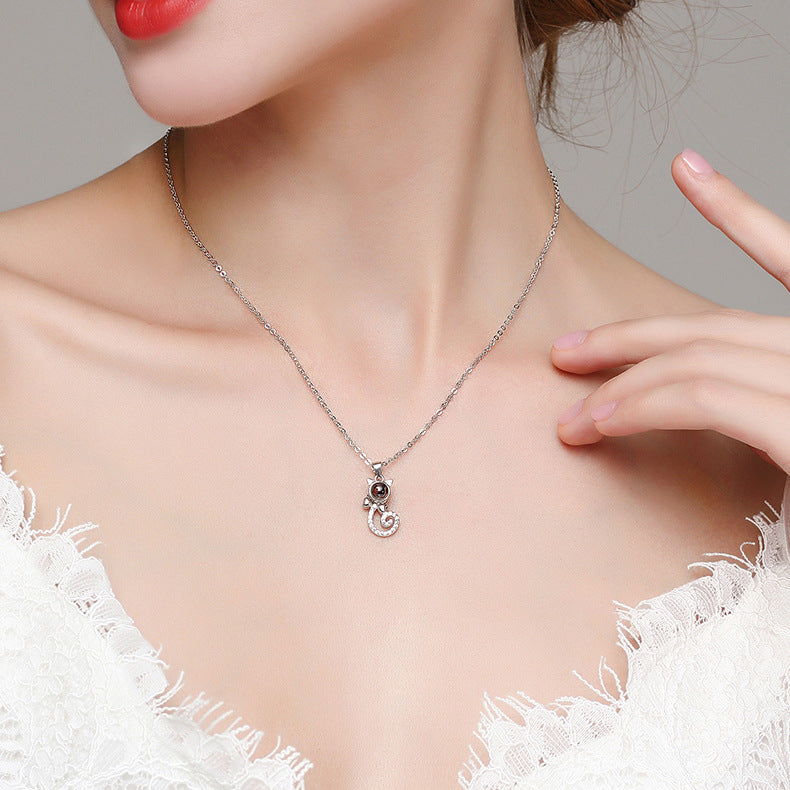 Cat Shape Customized Photo Necklace