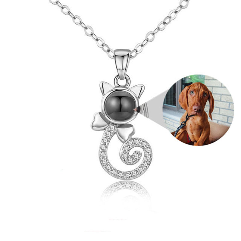 Cat Shape Customized Photo Necklace