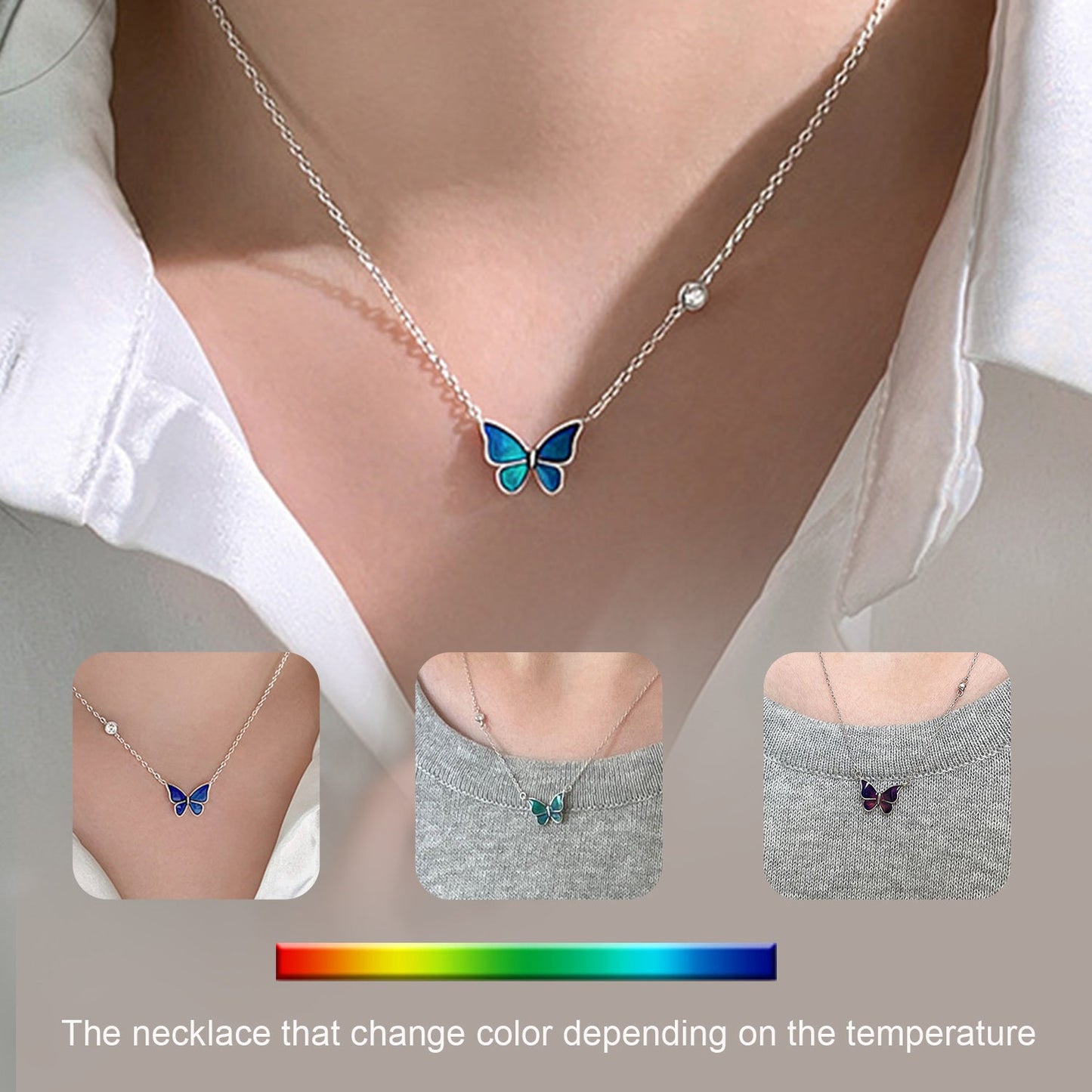 Heat Sensitive Colourful Butterfly Necklace
