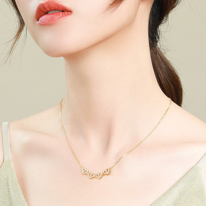 Magnetic Folding Heart Clover Necklace