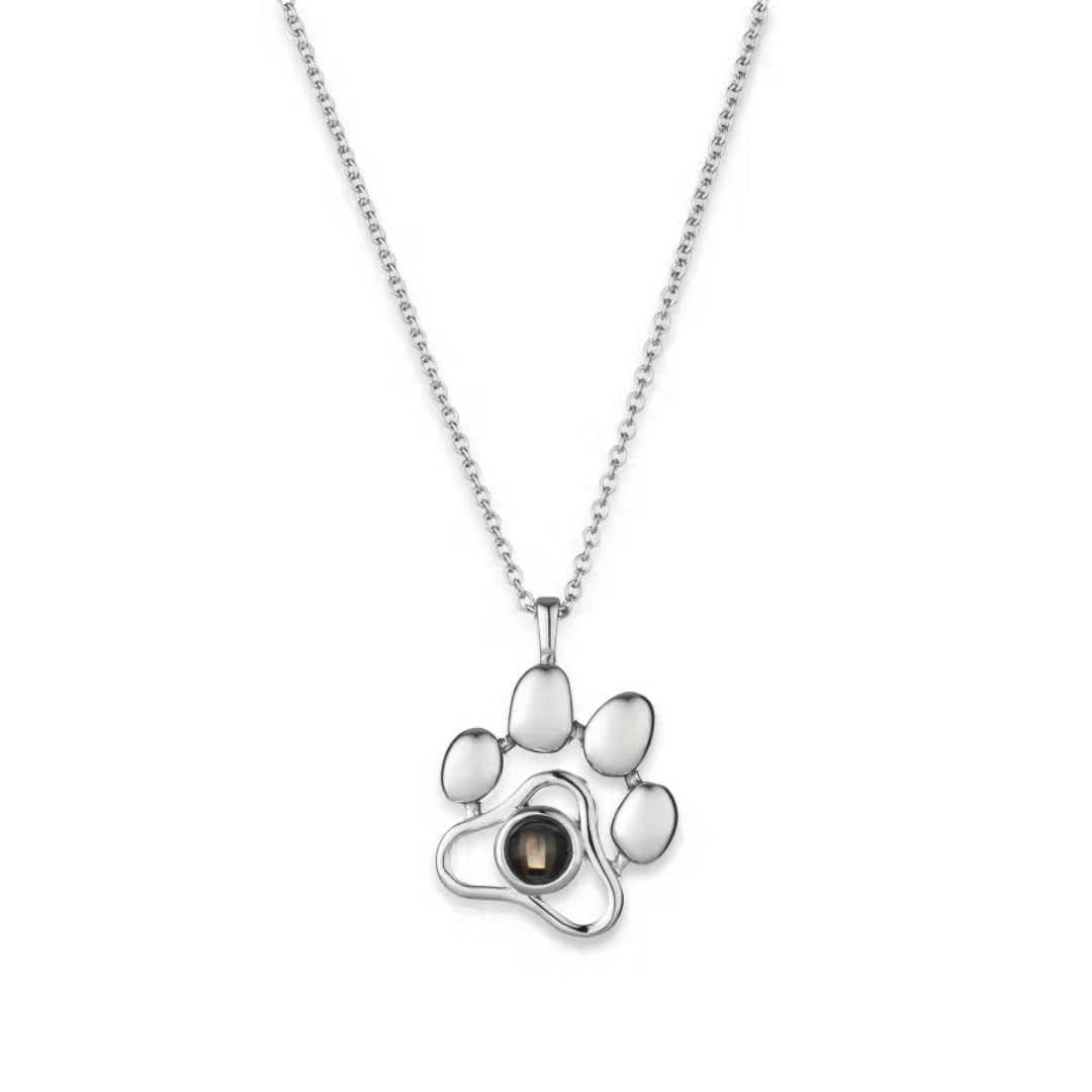 Customized Paw Footprint Photo Necklace