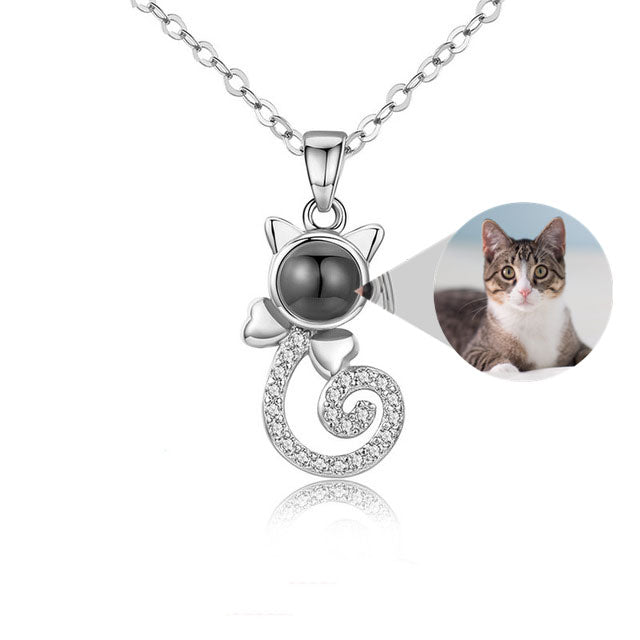 Cat Shape Customized Photo Necklace