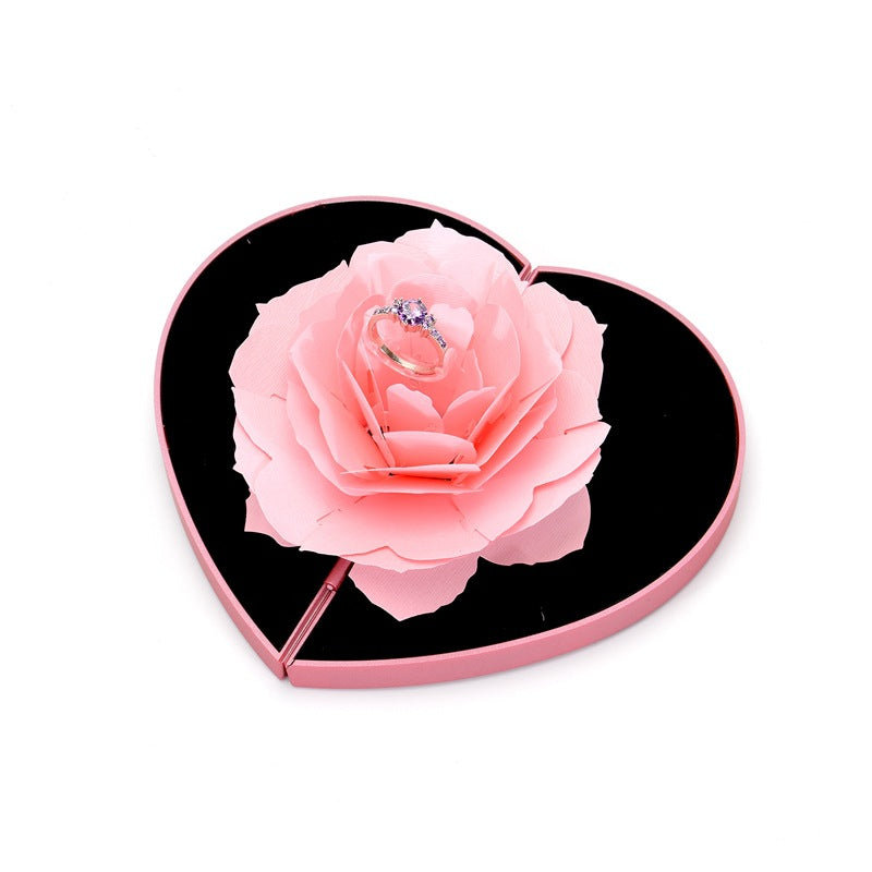 Heart-shaped Rose Flower Rotating Gift Box