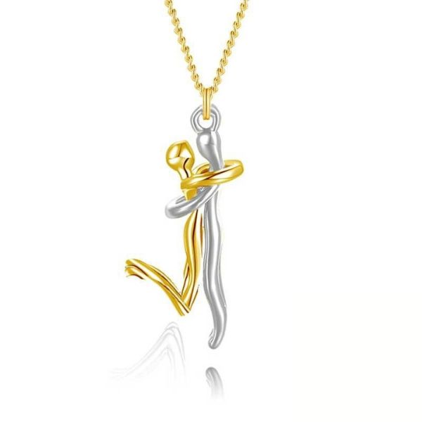 Couple Hug Pendant Necklace