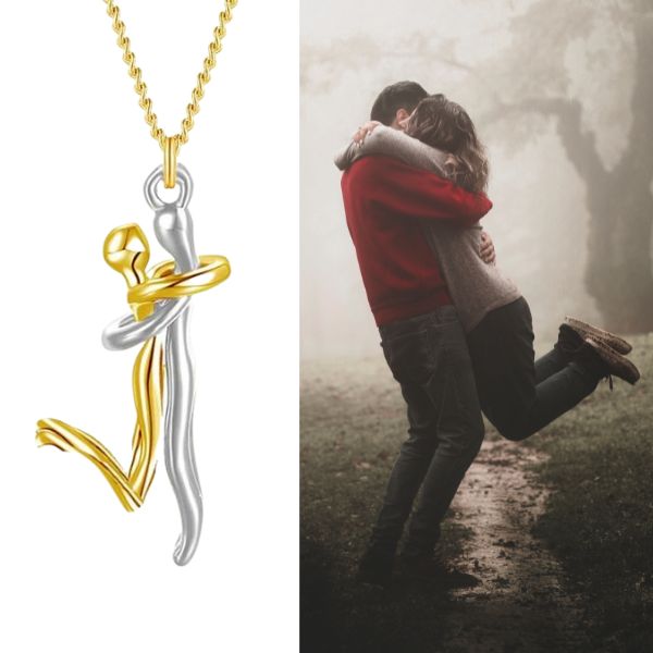 Couple Hug Pendant Necklace