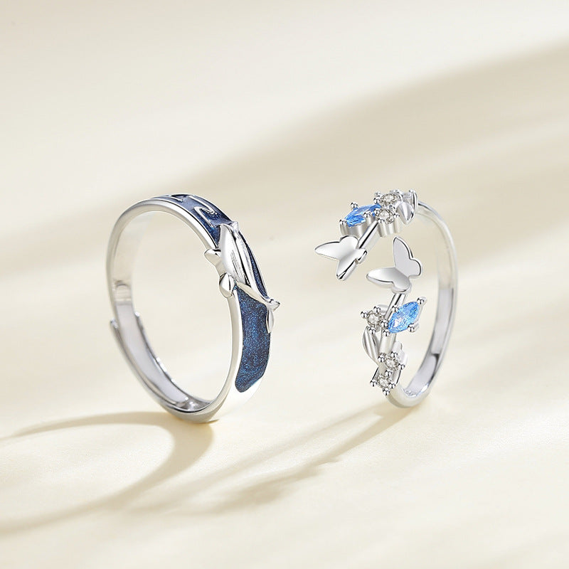 Whale Butterfly Shaped Couple Ring