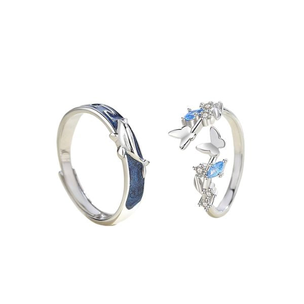 Whale Butterfly Shaped Couple Ring