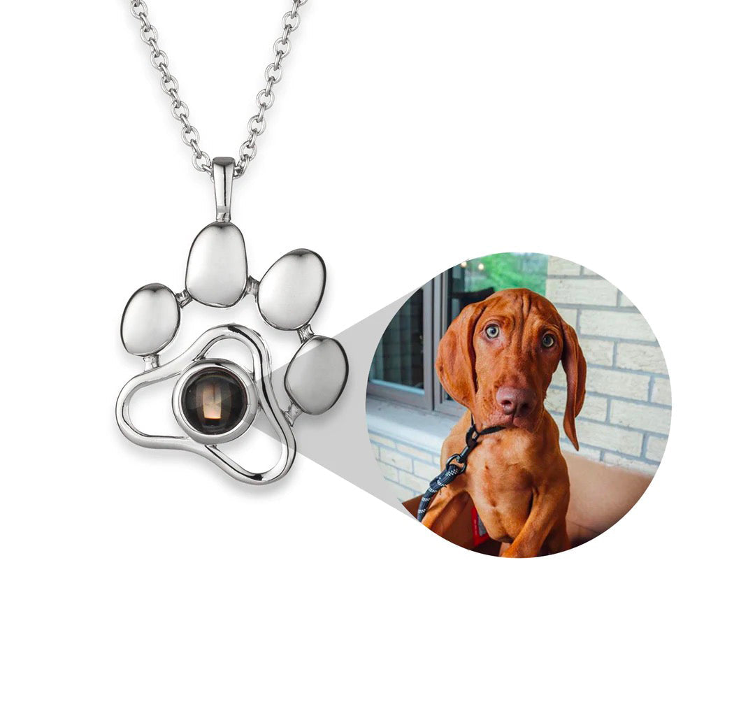 Customized Paw Footprint Photo Necklace
