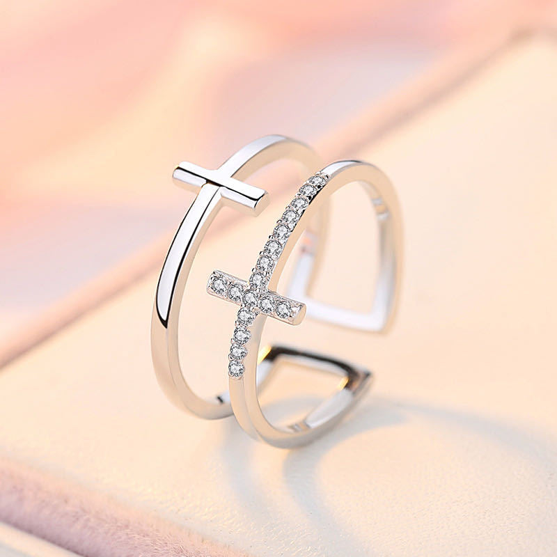 Adjustable Double Cross Ring